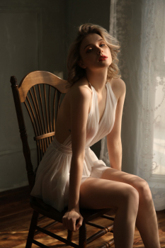 Nuisette courte transparente blanche dos-nu