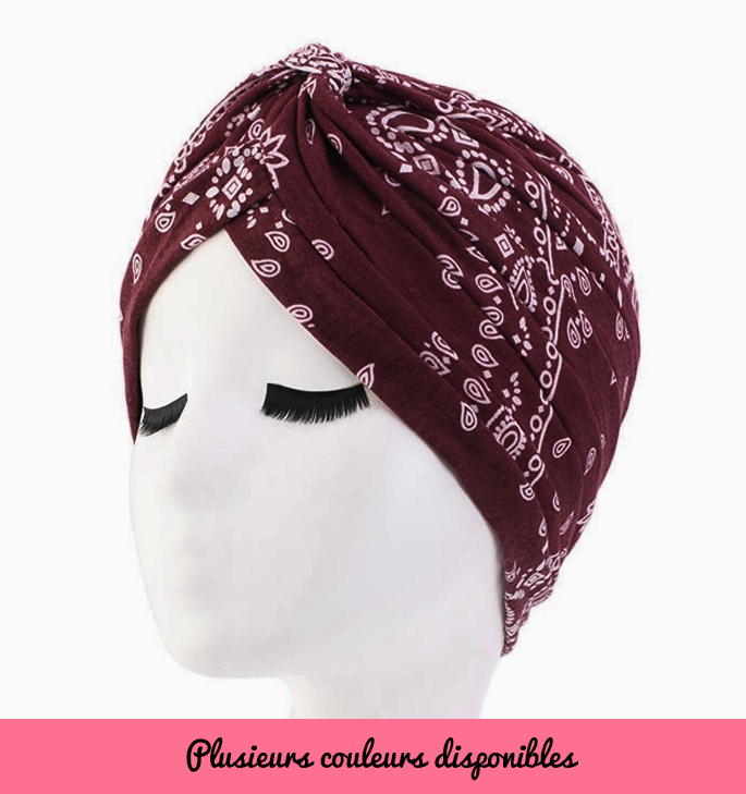 Bonnet turban motif bandana couleur au choix