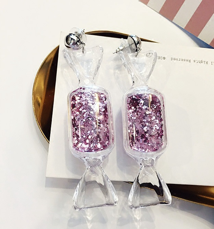 Boucles d'oreilles en résine Pieni Ovaali Boule Ronde Plaqué Or Rose Pâle Bleu Or Mélange de paillettes