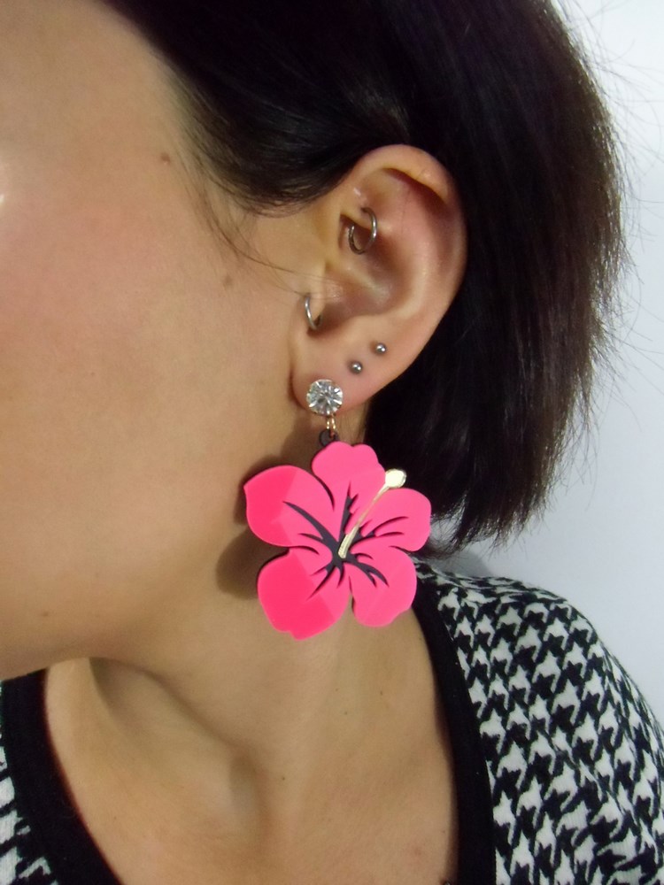 Boucles d'oreilles Acryl - Petites Fleurs en acrylique