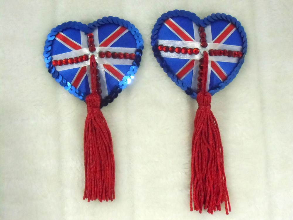 Cache-tétons burlesques cœurs drapeau anglais