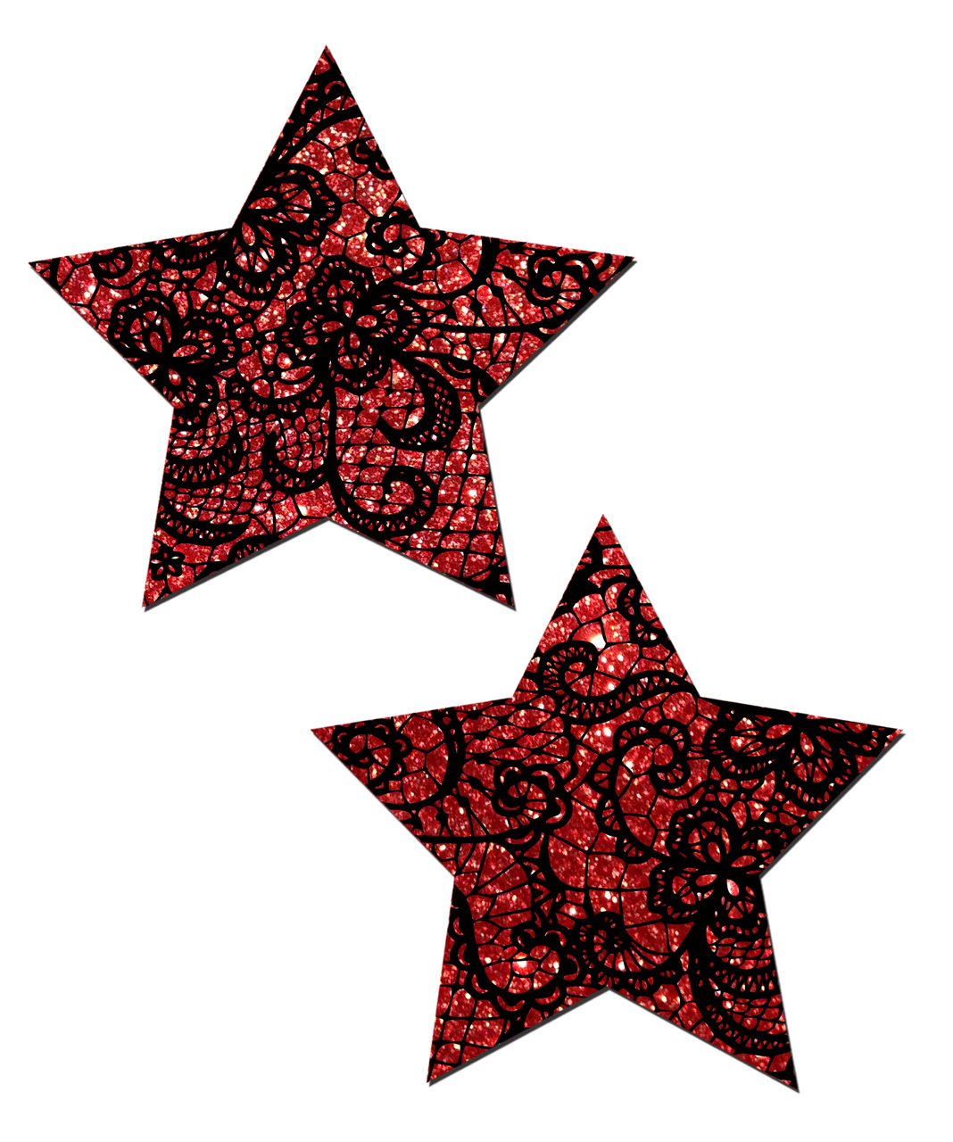 Cache-tétons nippies étoiles rouges paillettes dentelle