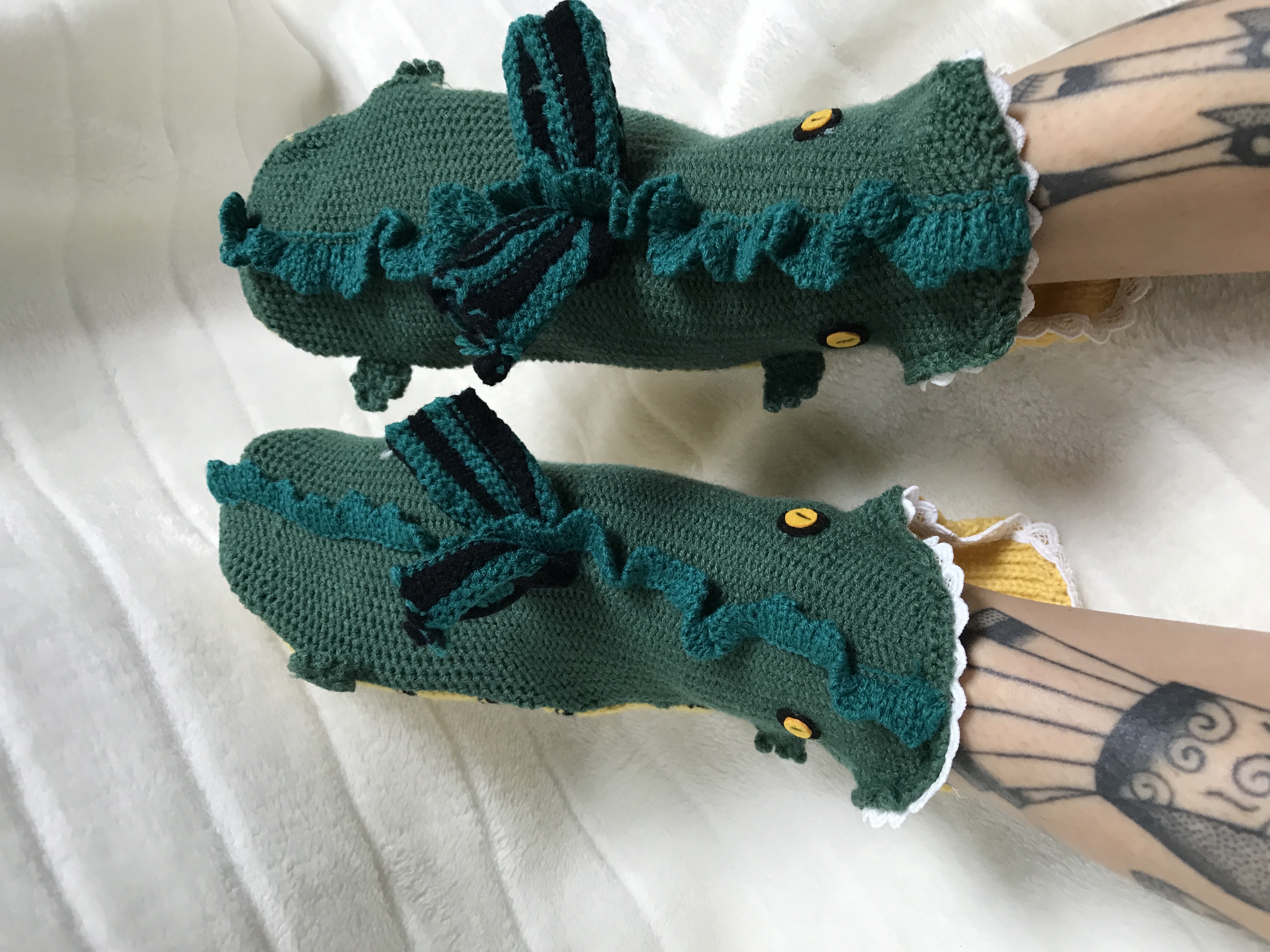 Chaussettes originales animal dragons verts "Dragon socks"