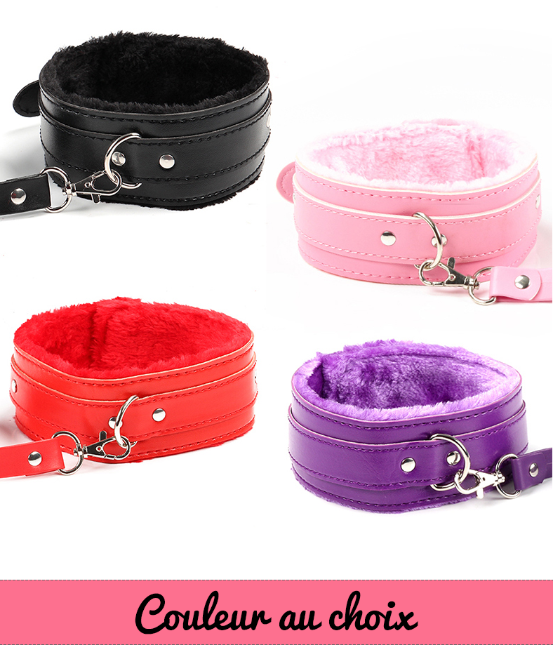 Collier et Laisse BDSM en Cuir avec intérieur peluche - BDSM Boutique