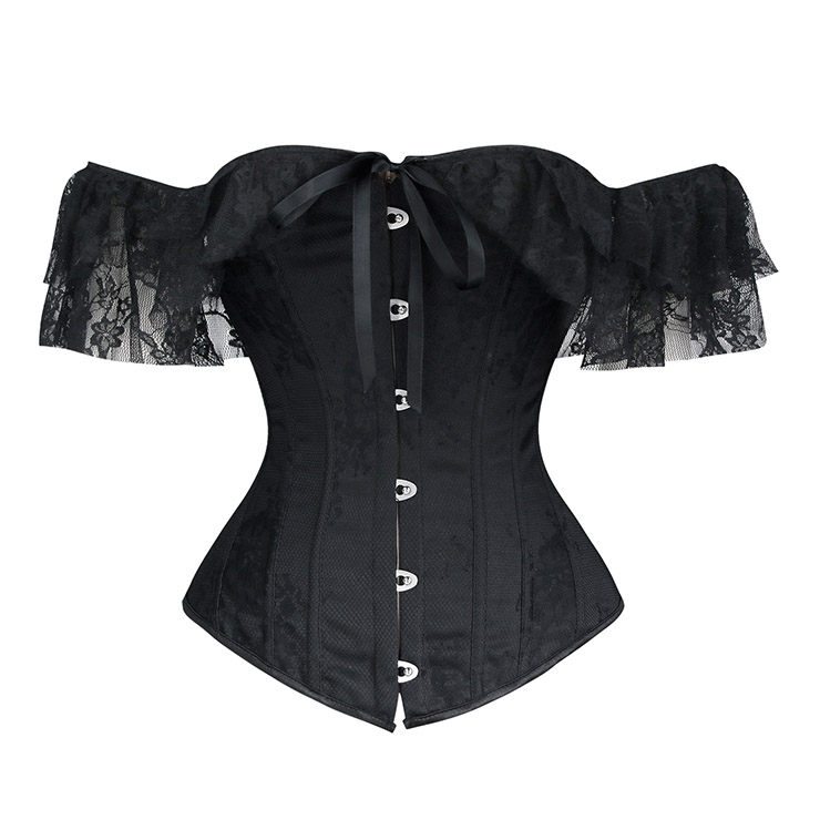 Corset Noir Dentelle paules D gag es Victorien Corset Noir Dentelle paules D gag es Victorien