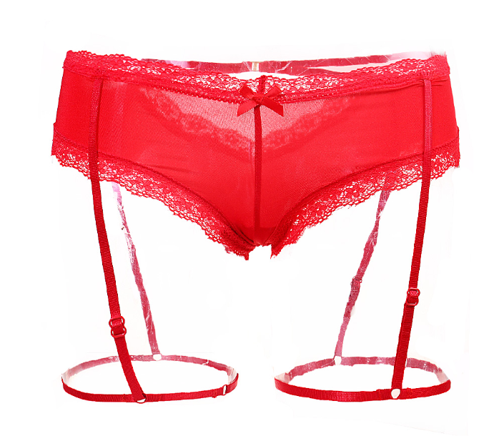 Culotte rouge stretch dentelle et tour de cuisses