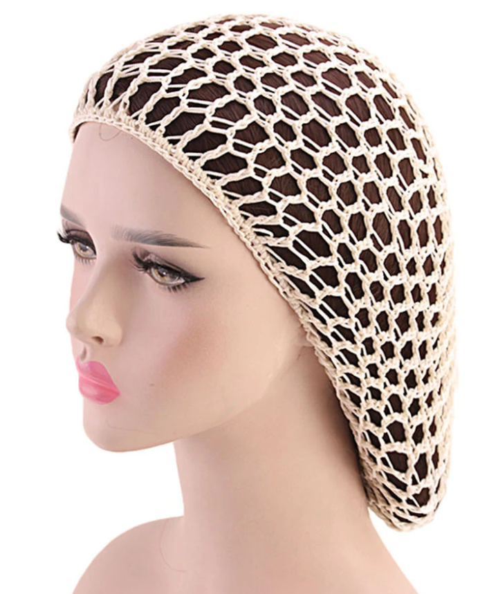 Filet à cheveux snood beige clair rétro crochet pinups