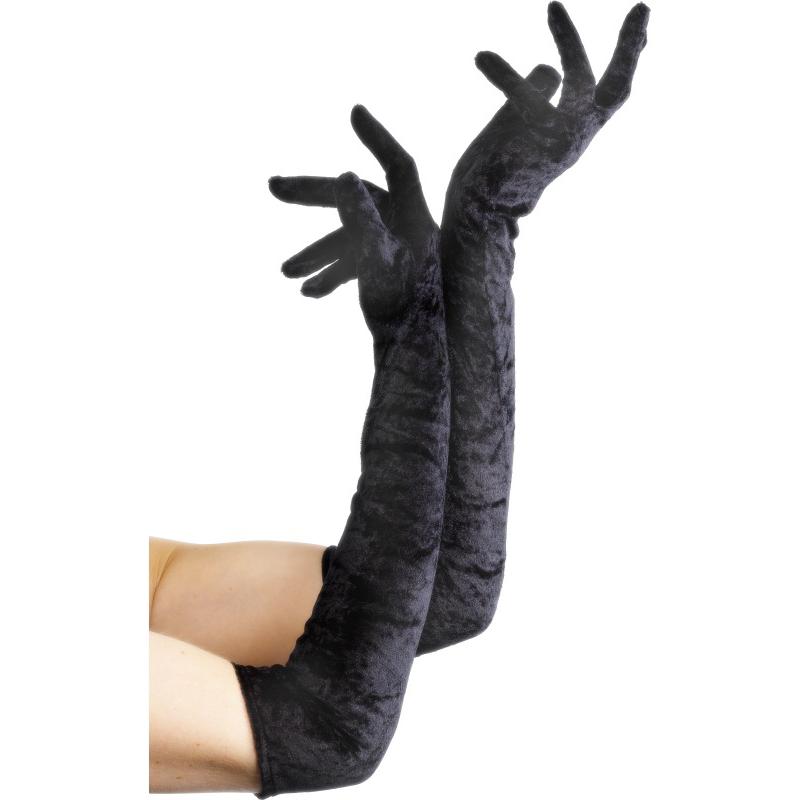 Gants pinups longs 53cm velours noir sexy burlesque