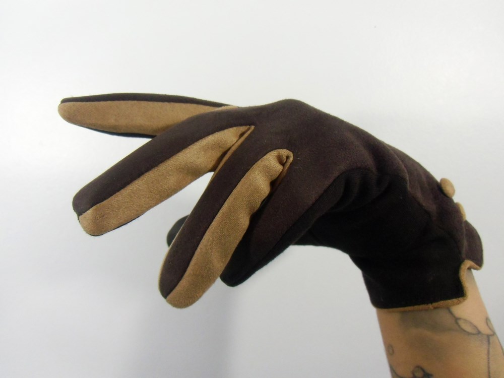 Gants Femme Hiver Marron Vichy Doublure Polaire Tactile Smartphone Taille Unique
