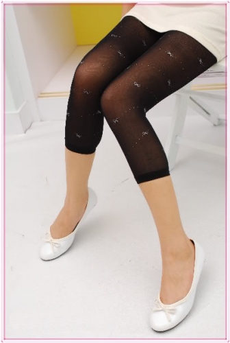 Leggings pantacourt original noir à noeuds pailletés
