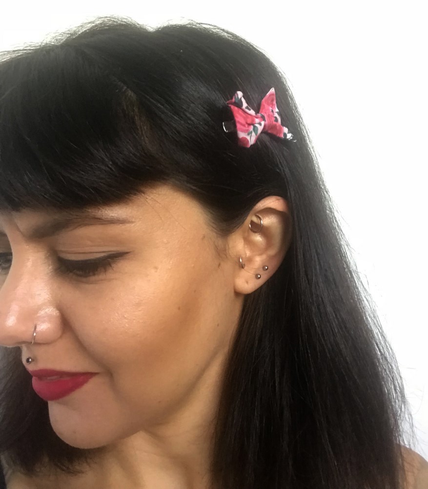 Pince clip à cheveux noeuds à fleurs roses