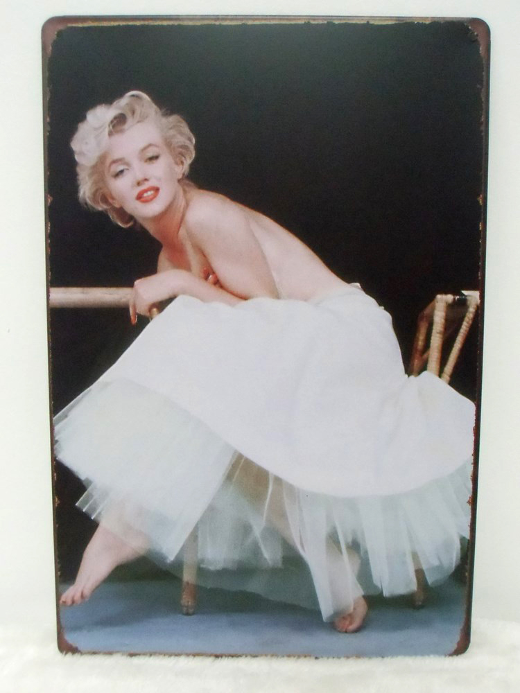Plaque murale en métal rétro Marilyn Monroe tutu blanc