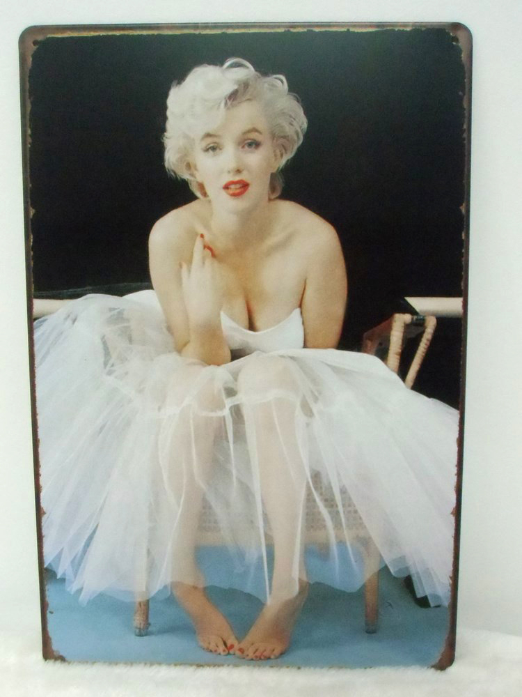 Plaque murale en métal rétro Marilyn Monroe tutu blanc