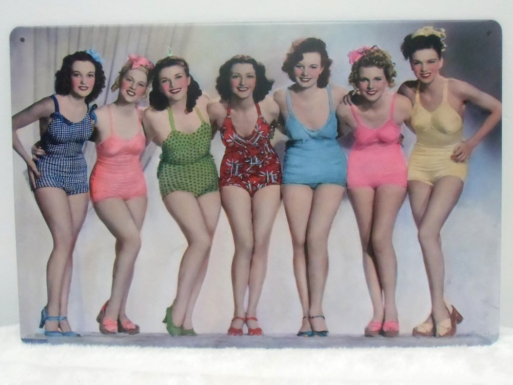 Plaque murale en métal rétro pin-up maillot de bain