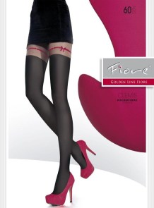 Collants microfibre façon chaussettes jarretière à noeud