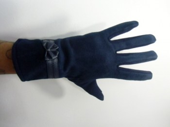 Gants tactiles hiver rétro suédine et tissu noeud simili