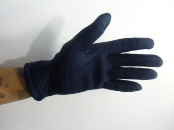 Gants bleus tactiles hiver rétro simili nubuck et noeud