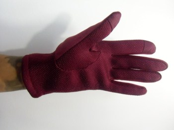 Gants bordeaux tactiles hiver rétro simili nubuck et noeud