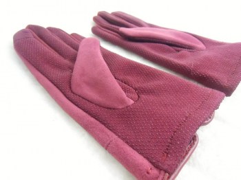 Gants bordeaux tactiles hiver rétro simili nubuck et noeud