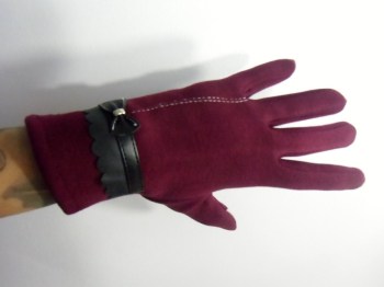 Gants tactiles hiver rétro tissu épais noeud simili