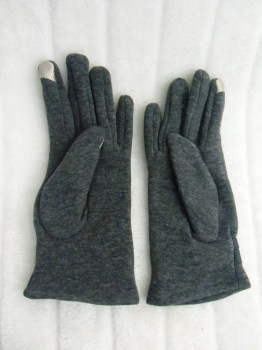 Gants gris tactiles hiver rétro tissu épais noeud simili