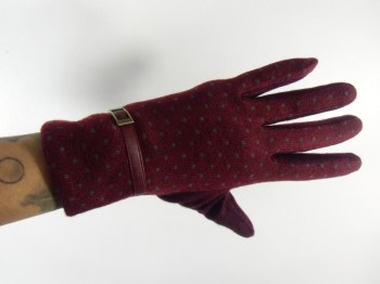 Gants hiver rétro en laine à pois finition simil cuir