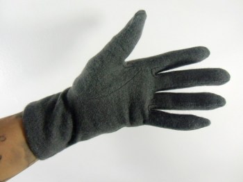 Gants gris vert hiver rétro en laine à pois finition simili cuir