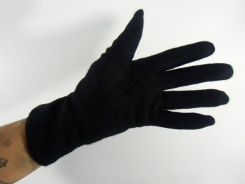 Gants noirs hiver rétro en laine à pois finition simili cuir