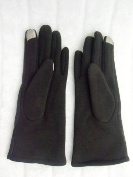 Gants marrons tactiles hiver rétro suédine et tissu noeud simili