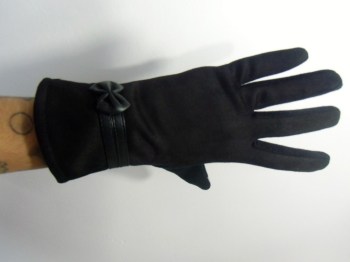 Gants tactiles hiver rétro suédine et tissu noeud simili