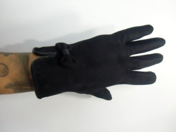 Gants tactiles hiver rétro simili nubuck et noeud