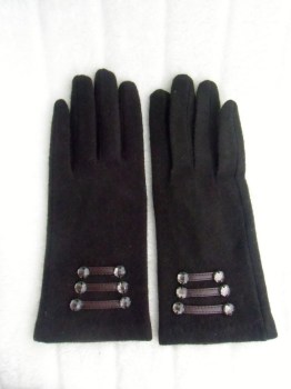 Gants hiver rétro marrons en laine finition officier