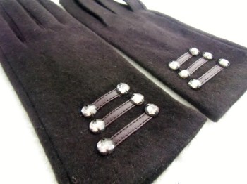 Gants hiver rétro marrons en laine finition officier
