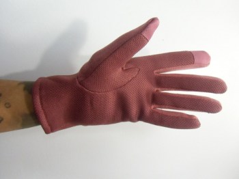 Gants roses tactiles hiver rétro simili nubuck et noeud