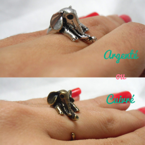 Bague originale animal éléphant enroulé