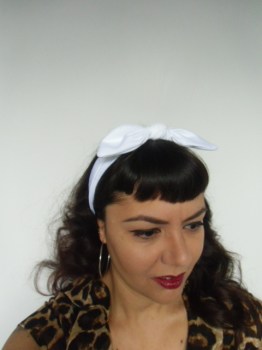 Bandeau élastique blanc à noeud coiffure rétro pinup