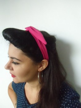 Bandeau à cheveux rigide modulable tissu rose fuchsia