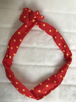 Bandeau cheveux rigide modulable rouge à pois jaunes