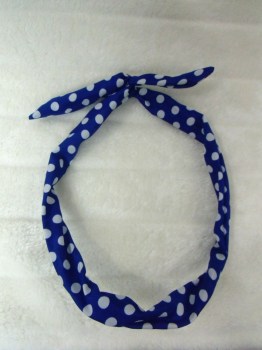 Bandeau cheveux rigide modulable bleu et blanc à pois