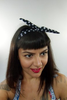 Bandeau cheveux rigide modulable noir et blanc à pois