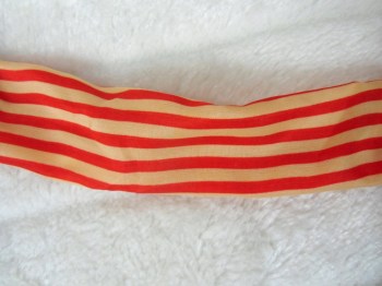 Bandeau cheveux rigide modulable rouge et beige à rayures