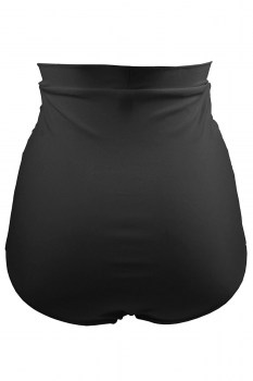 Bas de maillot de bain taille haute noir rétro froncé