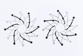 Bijoux de seins adhésifs étoiles strass noirs et transparents