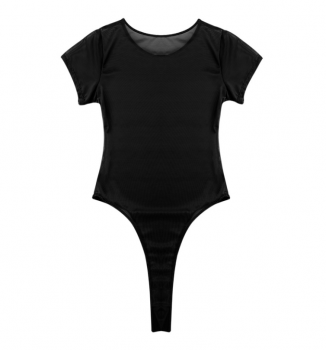 Body échancré noir en mesh transparent