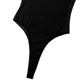 Body échancré noir en mesh transparent