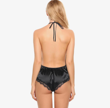 Body satiné noir dos-nu sexy