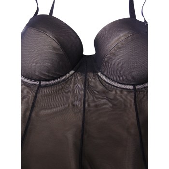 Body nuisette original beige et mesh noir sexy