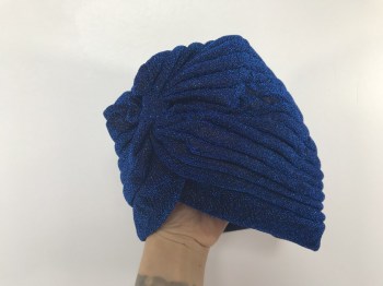 Bonnet turban bleu roi original à paillettes