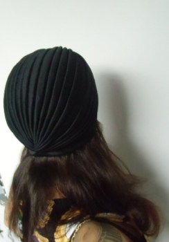 Bonnet turban noir original, pinup et rétro pour l'hiver