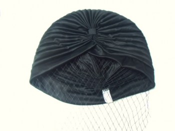 Bonnet turban original à voilette de coquetterie pinup